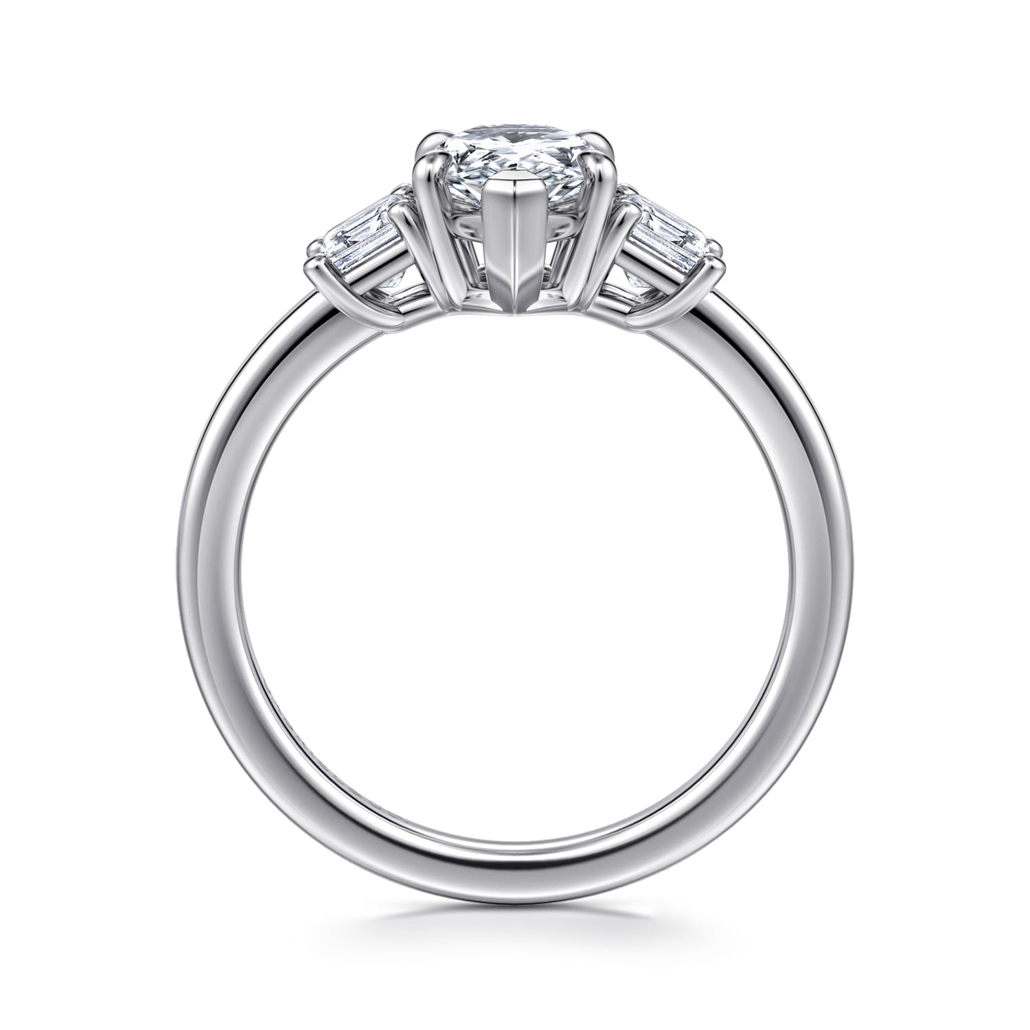 Stephi - 14K White Gold Pear Shape Three Stone Diamond Engagement Ring - 0.6 ct - Shot 2