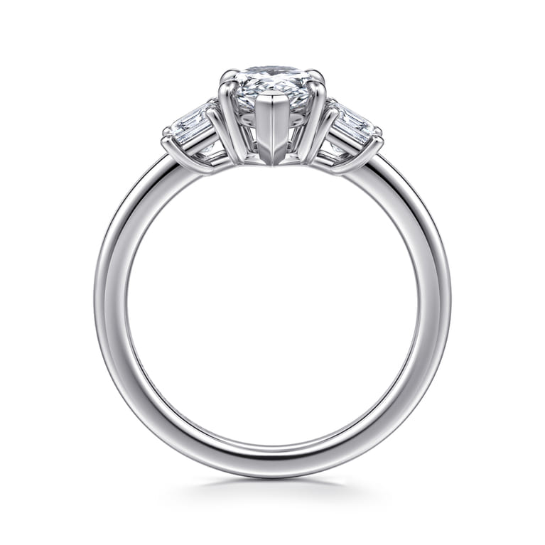 Stephi - 14K White Gold Pear Shape Three Stone Diamond Engagement Ring - 0.6 ct - Shot 2