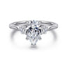 Madison - 14K White Gold Pear Shape Three Stone Lotus Diamond Engagement Ring - 0.3 ct