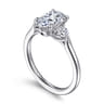 Madison - 14K White Gold Pear Shape Three Stone Lotus Diamond Engagement Ring - 0.3 ct