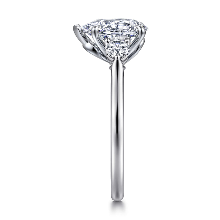 Madison - 14K White Gold Pear Shape Three Stone Lotus Diamond Engagement Ring - 0.3 ct - Shot 4