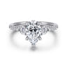Moon - 14K White Gold Pear Shape Three Stone Lotus Diamond Engagement Ring - 0.4 ct