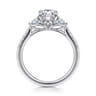 Moon - 14K White Gold Pear Shape Three Stone Lotus Diamond Engagement Ring - 0.4 ct