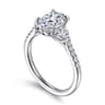 Moon - 14K White Gold Pear Shape Three Stone Lotus Diamond Engagement Ring - 0.4 ct