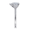 Moon - 14K White Gold Pear Shape Three Stone Lotus Diamond Engagement Ring - 0.4 ct