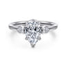 Ebony - 14K White Gold Pear Shape Three Stone Diamond Engagement Ring - 0.19 ct