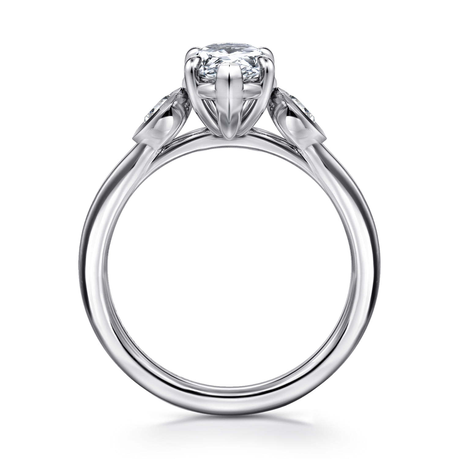 Ebony - 14K White Gold Pear Shape Three Stone Diamond Engagement Ring - 0.19 ct - Shot 2