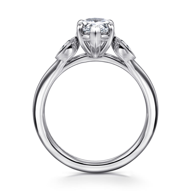Ebony - 14K White Gold Pear Shape Three Stone Diamond Engagement Ring - 0.19 ct - Shot 2