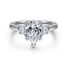Devon - 14K White Gold Pear Shape Three Stone Lotus Diamond Engagement Ring - 0.38 ct