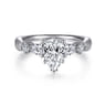 Carrie - 14K White Gold Pear Shape Five Stone Diamond Engagement Ring - 0.48 ct