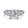 Sanaa - 14K White Gold Princess Cut 3 Stone Diamond Engagement Ring - 0.4 ct