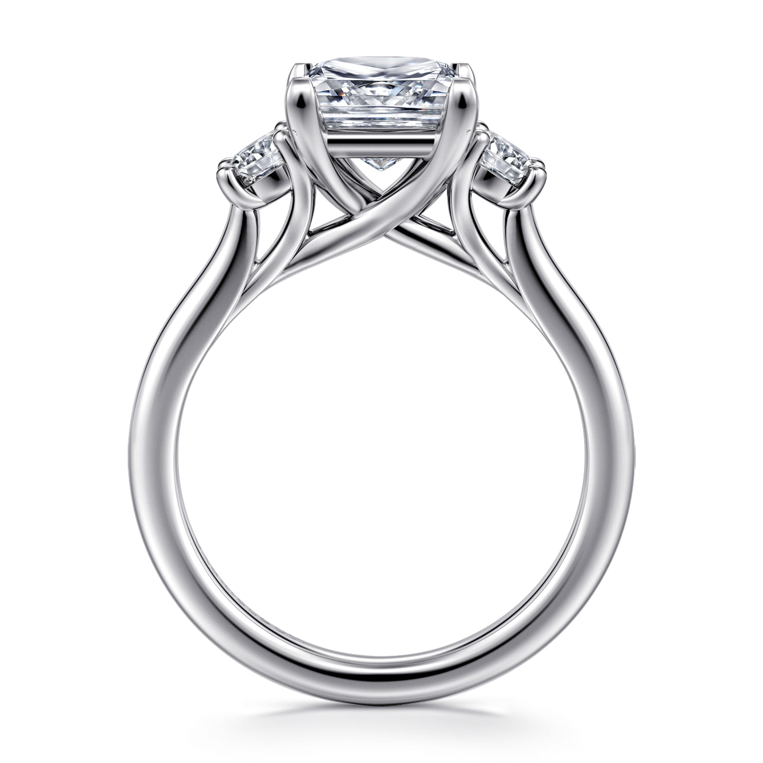 Sanaa - 14K White Gold Princess Cut 3 Stone Diamond Engagement Ring - 0.4 ct - Shot 2