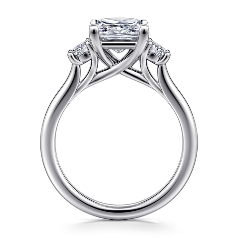 Sanaa - 14K White Gold Princess Cut 3 Stone Diamond Engagement Ring - 0.4 ct - Shot 2