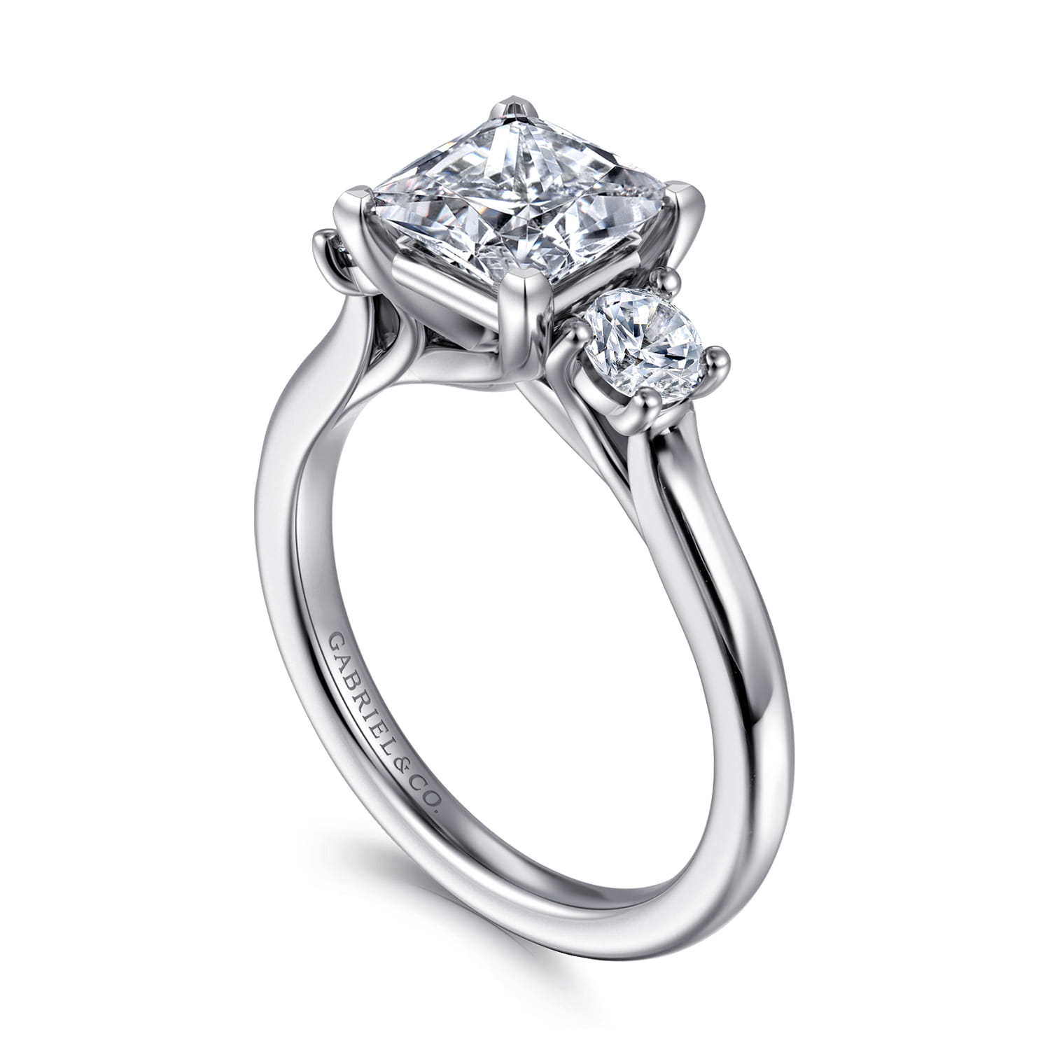 Sanaa - 14K White Gold Princess Cut 3 Stone Diamond Engagement Ring - 0.4 ct - Shot 3
