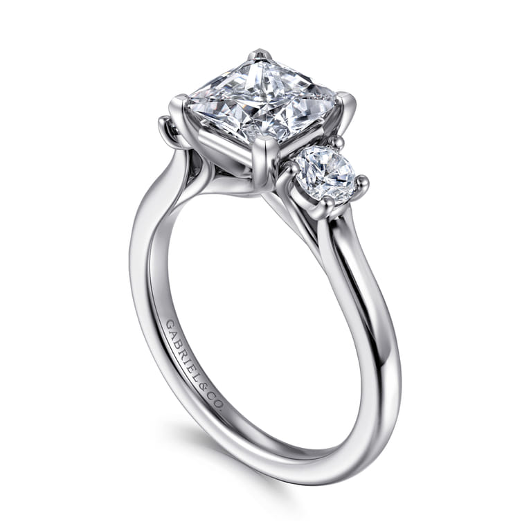 Sanaa - 14K White Gold Princess Cut 3 Stone Diamond Engagement Ring - 0.4 ct - Shot 3