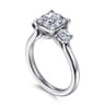 Sanaa - 14K White Gold Princess Cut 3 Stone Diamond Engagement Ring - 0.4 ct
