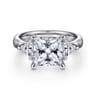 Meena - 14K White Gold Princess Cut Three Stone Diamond Engagement Ring - 0.44 ct