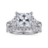 Meena - 14K White Gold Princess Cut Three Stone Diamond Engagement Ring - 0.44 ct