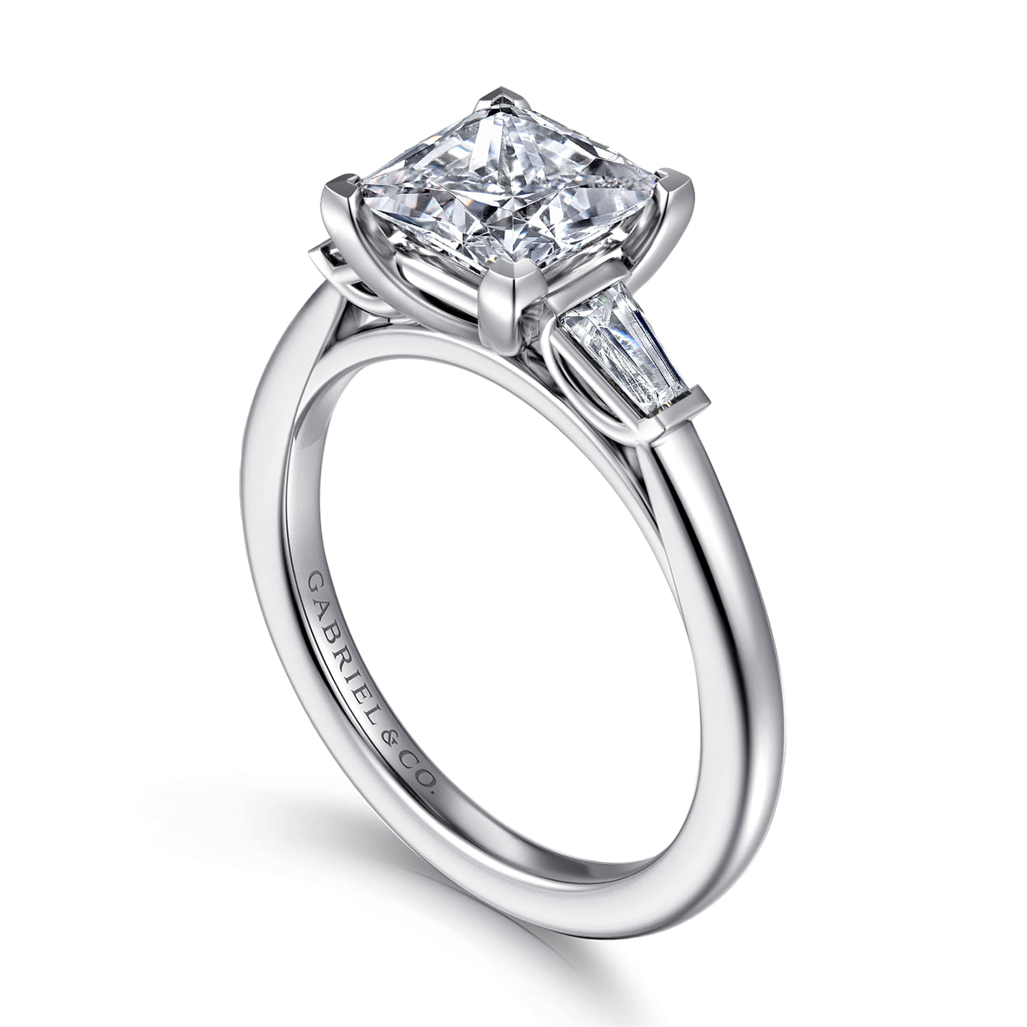 Acacia - 14K White Gold Princess Cut Three Stone Diamond Engagement Ring - 0.3 ct - Shot 3