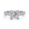 Abina - 14K White Gold Princess Cut Three Stone Diamond Engagement Ring - 0.75 ct