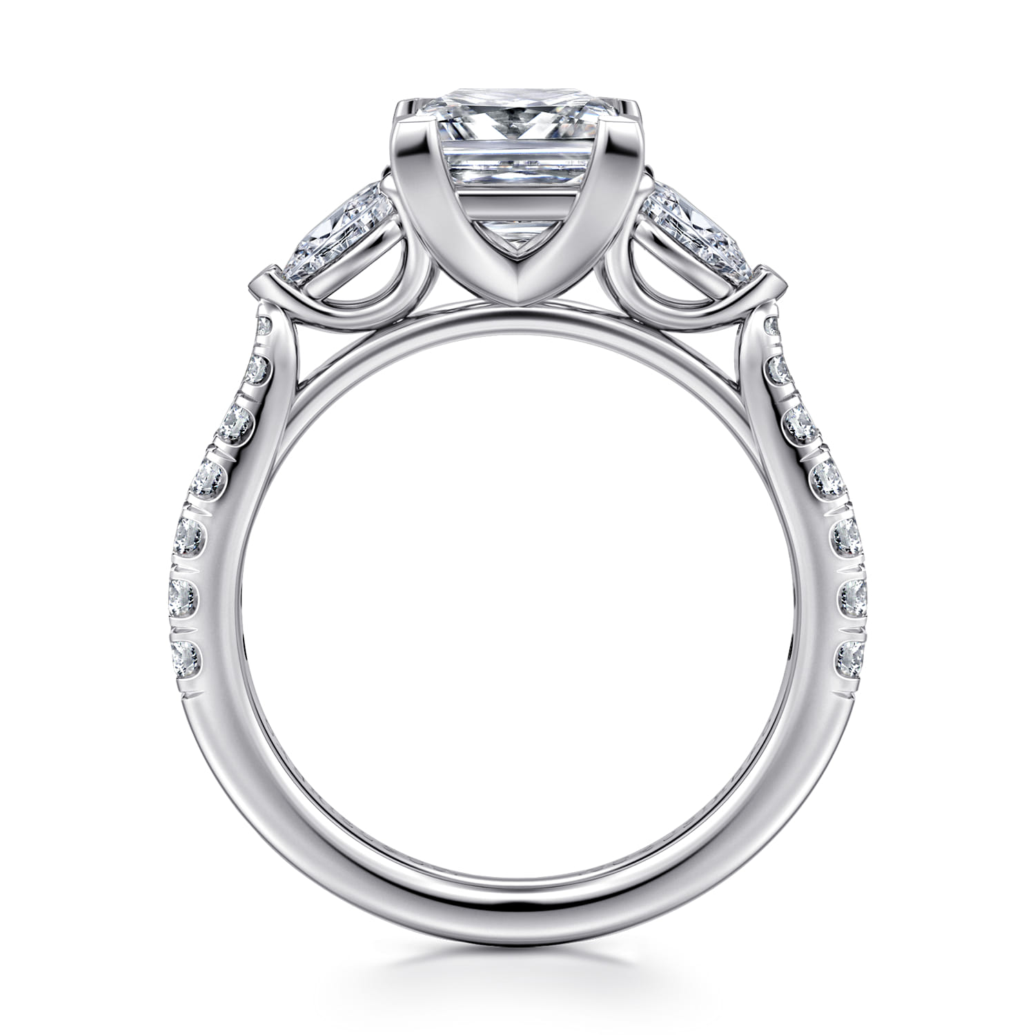 Abina - 14K White Gold Princess Cut Three Stone Diamond Engagement Ring - 0.75 ct - Shot 2