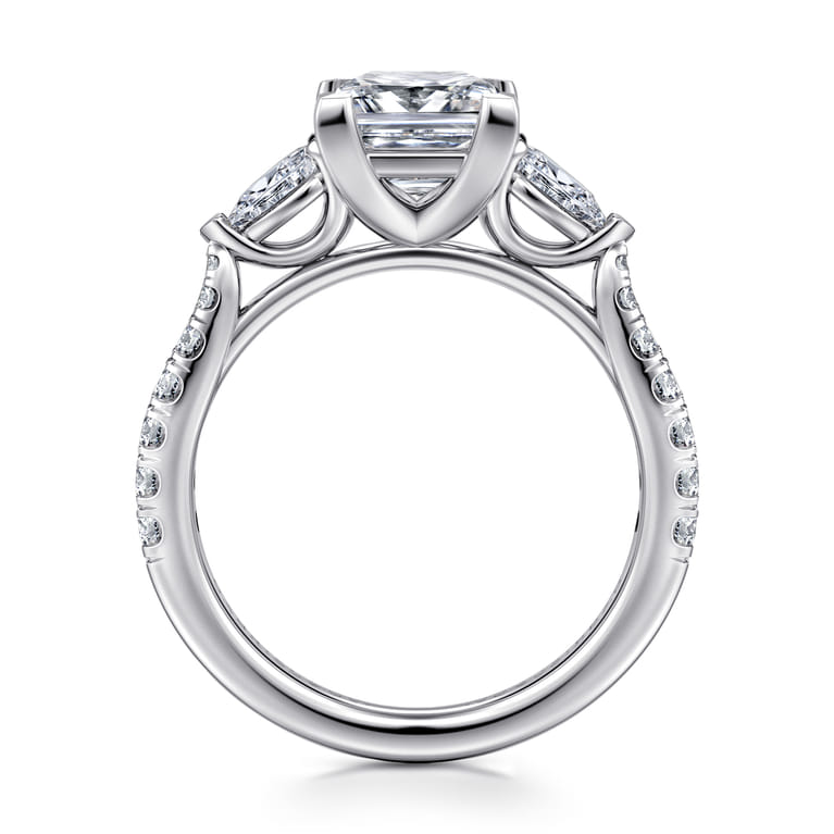 Abina - 14K White Gold Princess Cut Three Stone Diamond Engagement Ring - 0.75 ct - Shot 2