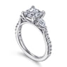 Abina - 14K White Gold Princess Cut Three Stone Diamond Engagement Ring - 0.75 ct