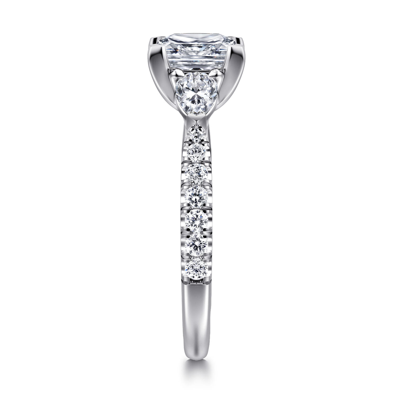 Abina - 14K White Gold Princess Cut Three Stone Diamond Engagement Ring - 0.75 ct - Shot 4