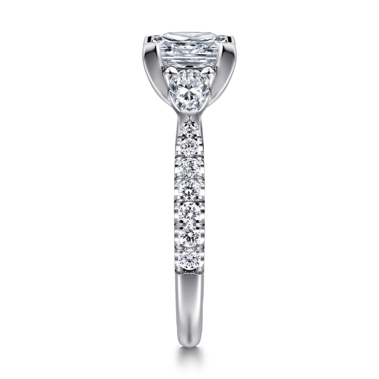 Abina - 14K White Gold Princess Cut Three Stone Diamond Engagement Ring - 0.75 ct - Shot 4
