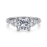Adalia - 14K White Gold Princess Cut Three Stone Diamond Engagement Ring - 0.6 ct