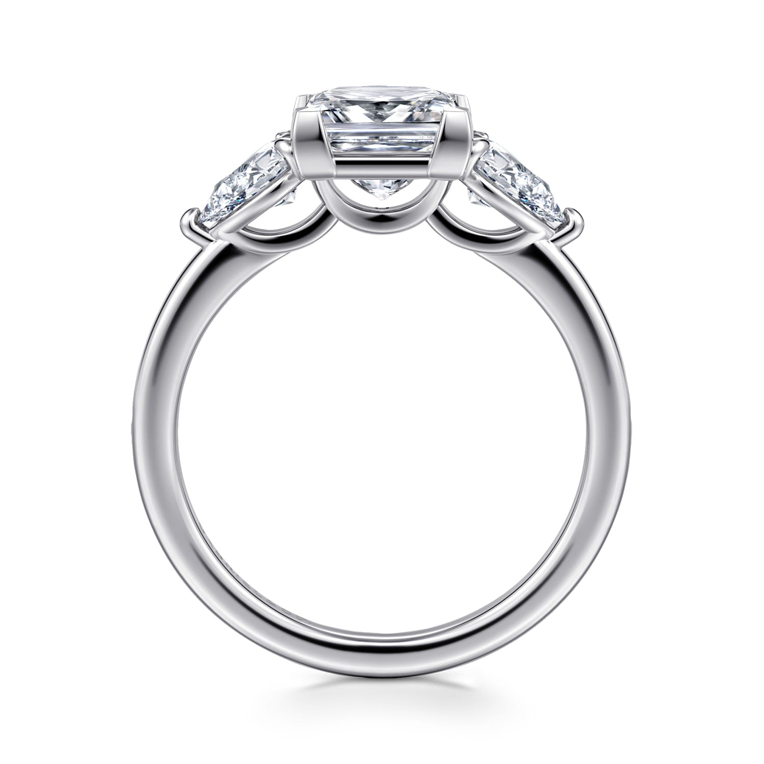 Adalia - 14K White Gold Princess Cut Three Stone Diamond Engagement Ring - 0.6 ct - Shot 2