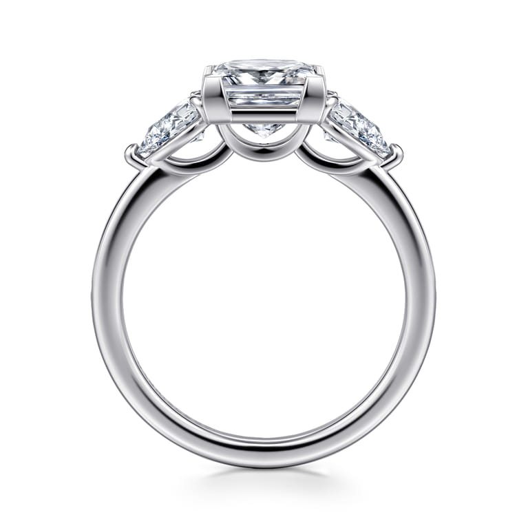 Adalia - 14K White Gold Princess Cut Three Stone Diamond Engagement Ring - 0.6 ct - Shot 2