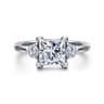Adeline - 14K White Gold Princess Cut Three Stone Diamond Engagement Ring - 0.35 ct