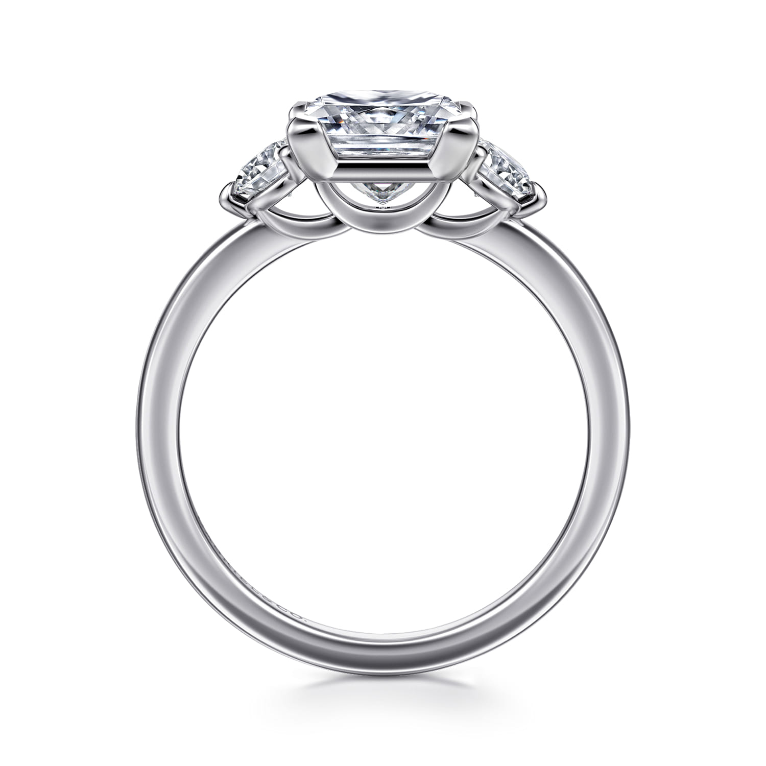 Adeline - 14K White Gold Princess Cut Three Stone Diamond Engagement Ring - 0.35 ct - Shot 2