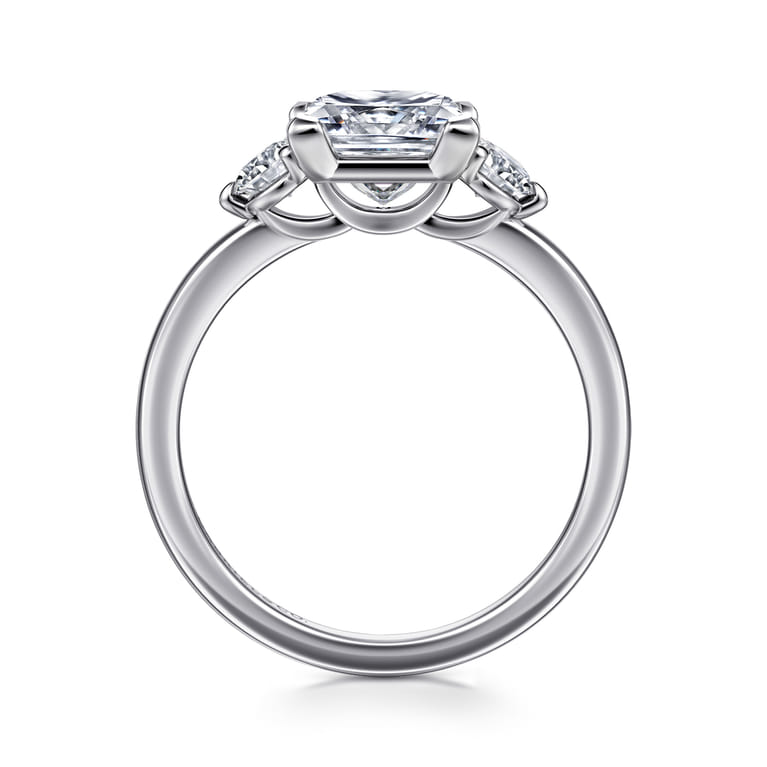 Adeline - 14K White Gold Princess Cut Three Stone Diamond Engagement Ring - 0.35 ct - Shot 2