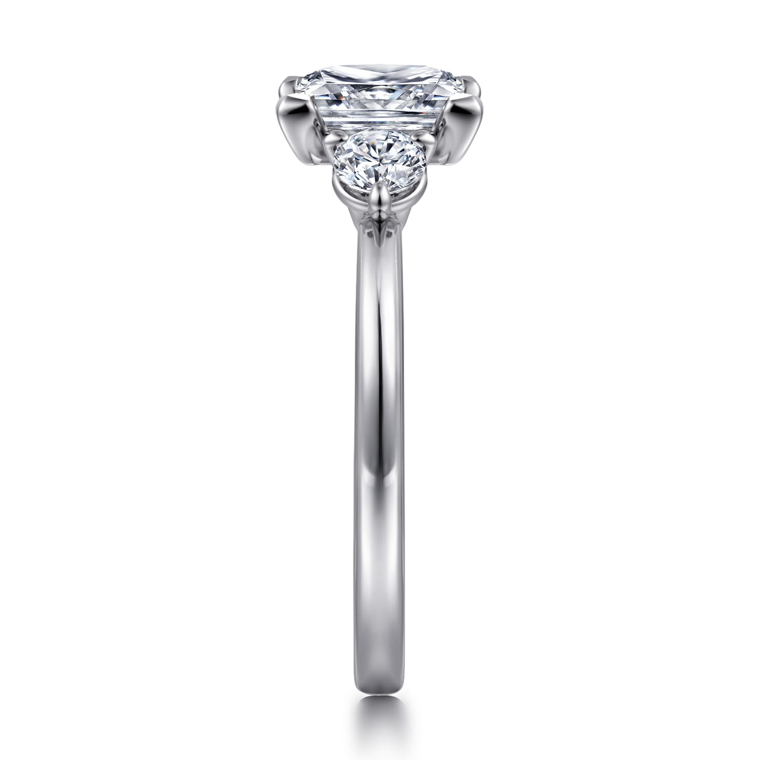 Adeline - 14K White Gold Princess Cut Three Stone Diamond Engagement Ring - 0.35 ct - Shot 3