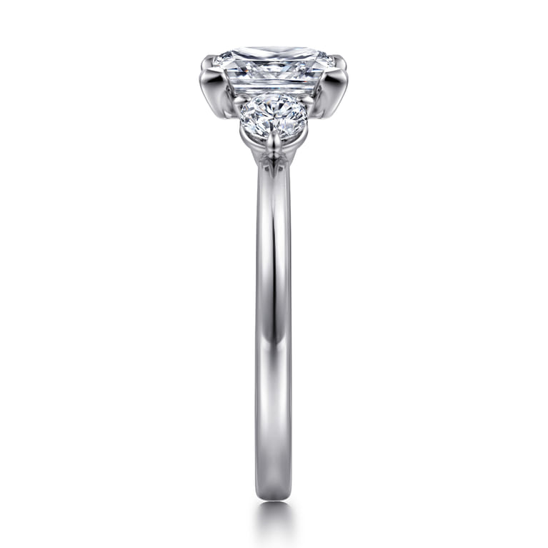 Adeline - 14K White Gold Princess Cut Three Stone Diamond Engagement Ring - 0.35 ct - Shot 3