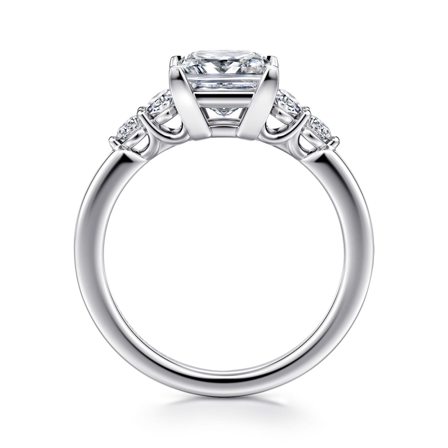 Wave - 14K White Gold Princess Cut Diamond Engagement Ring - 0.4 ct - Shot 2