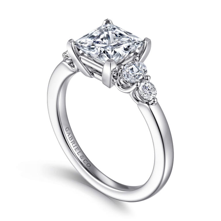 Wave - 14K White Gold Princess Cut Diamond Engagement Ring - 0.4 ct - Shot 3