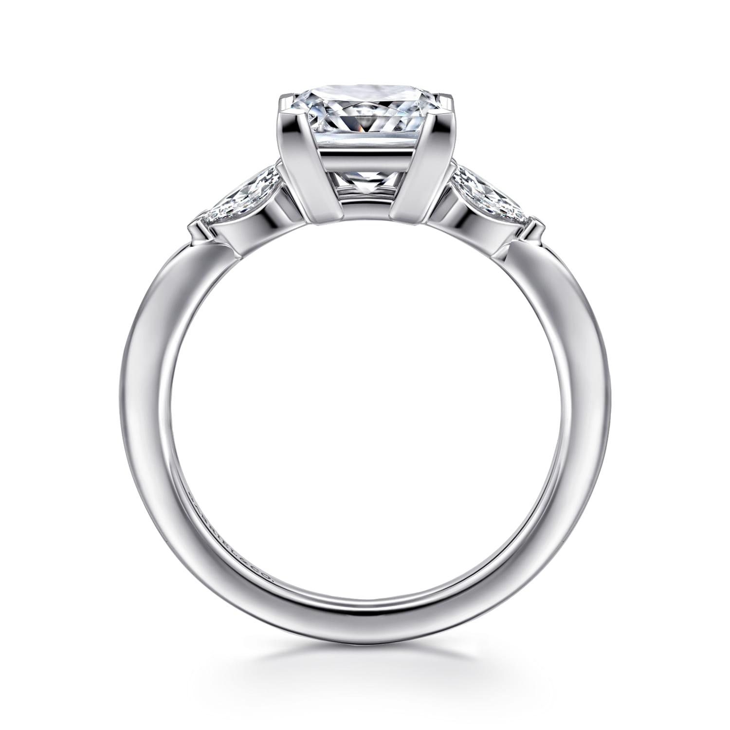 Dela - 14K White Gold Princess Cut Three Stone Diamond Engagement Ring - 0.17 ct - Shot 2