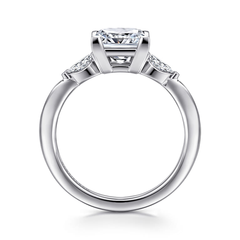 Dela - 14K White Gold Princess Cut Three Stone Diamond Engagement Ring - 0.17 ct - Shot 2