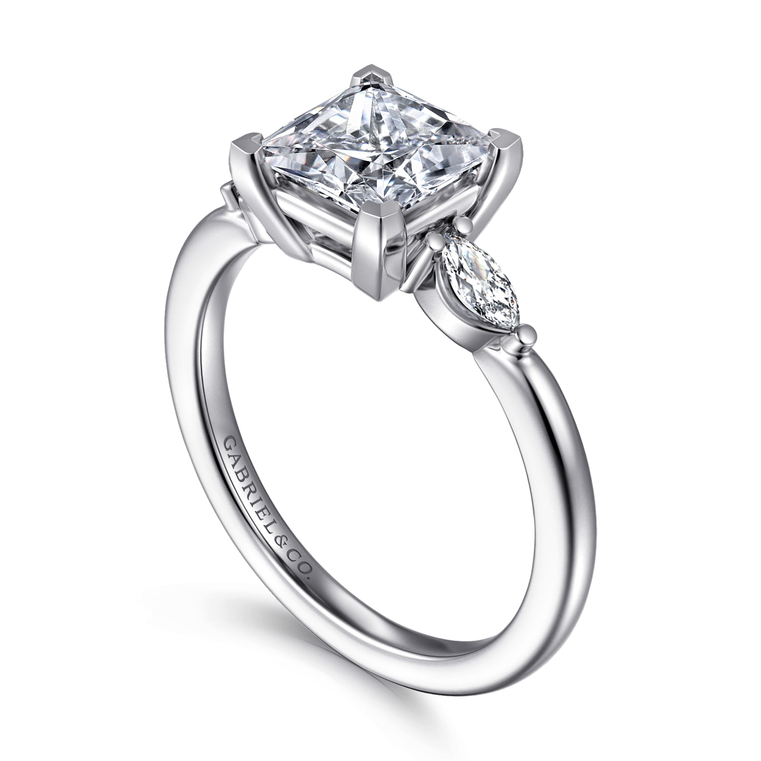 Dela - 14K White Gold Princess Cut Three Stone Diamond Engagement Ring - 0.17 ct - Shot 3