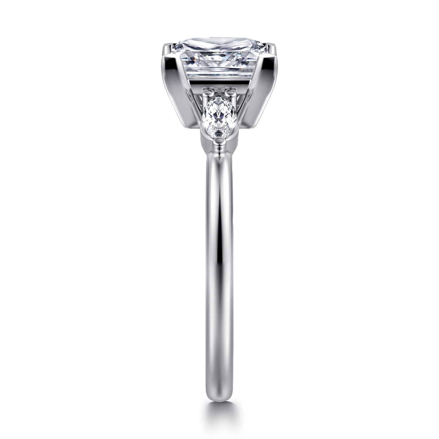 Dela - 14K White Gold Princess Cut Three Stone Diamond Engagement Ring - 0.17 ct - Shot 4