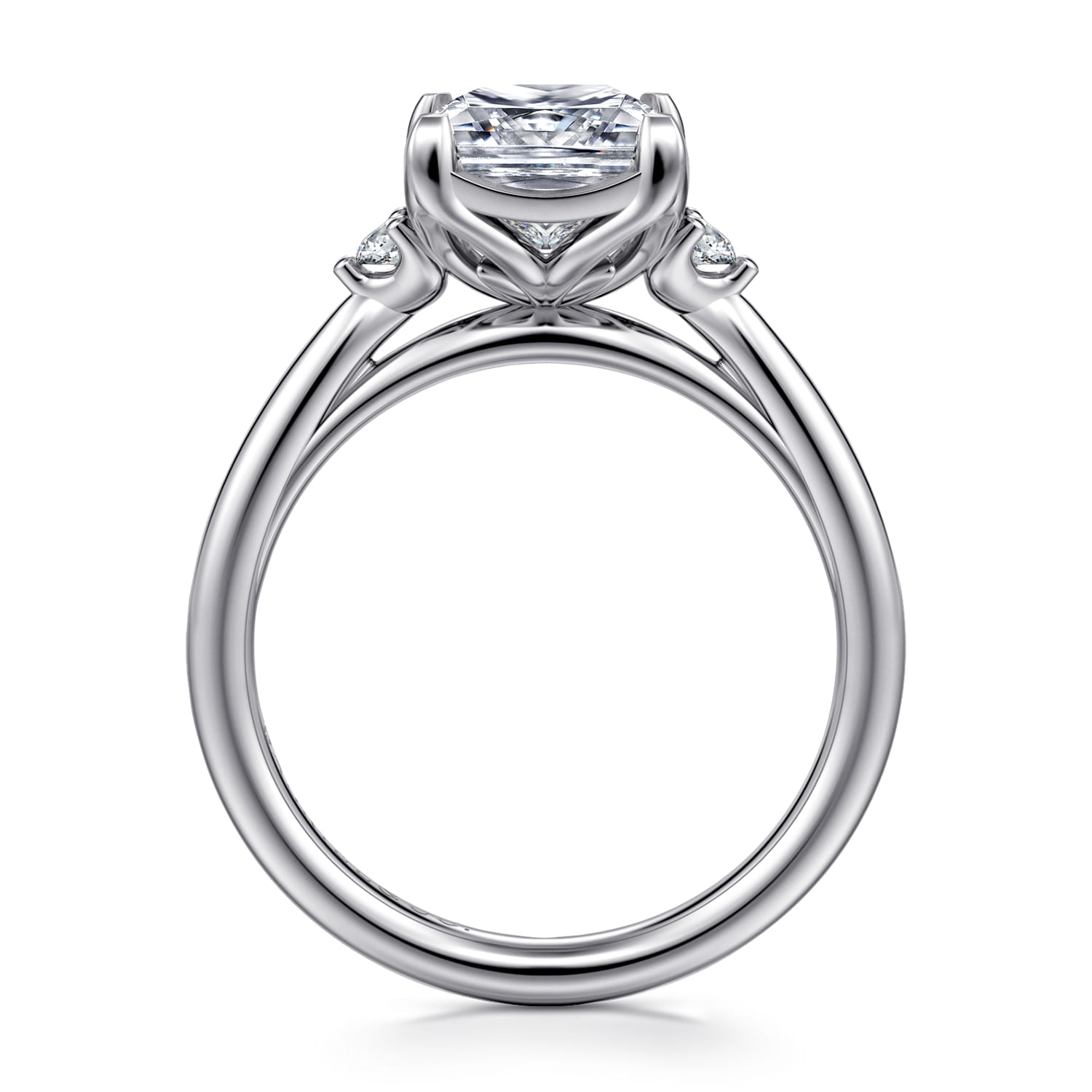 Blaise - 14K White Gold Princess Cut Three Stone Diamond Engagement Ring - 0.08 ct - Shot 2