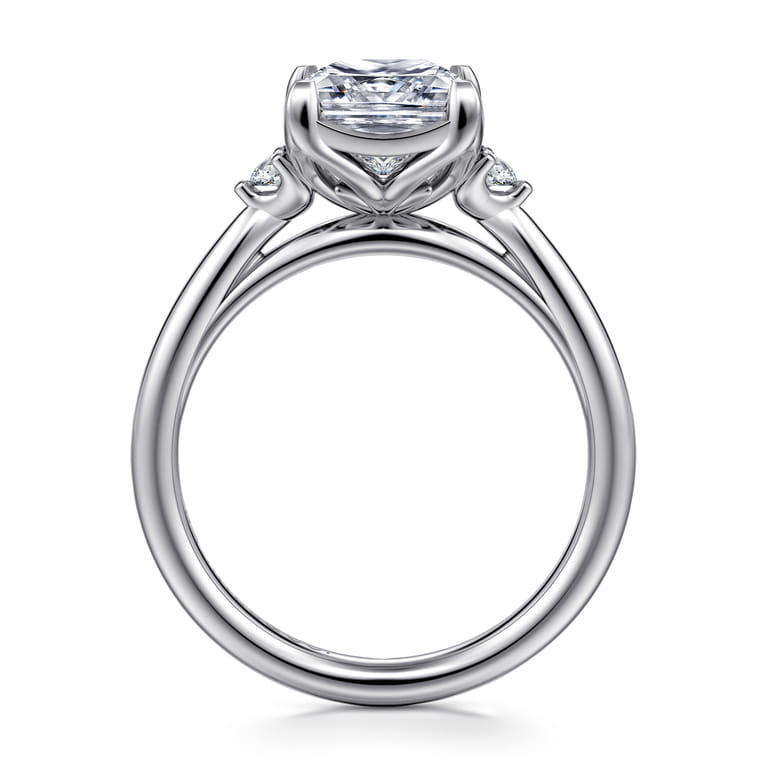 Blaise - 14K White Gold Princess Cut Three Stone Diamond Engagement Ring - 0.08 ct - Shot 2