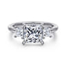 Antonia - 14K White Gold Princess Cut Three Stone Diamond Engagement Ring - 0.5 ct