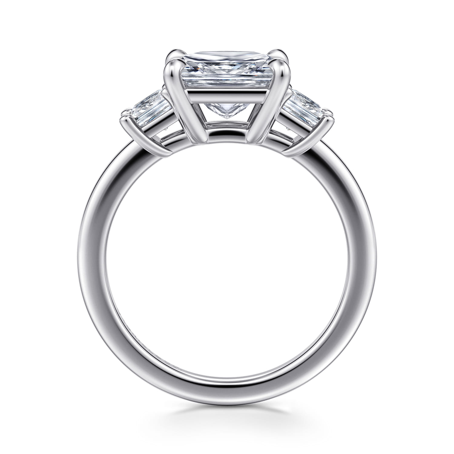 Antonia - 14K White Gold Princess Cut Three Stone Diamond Engagement Ring - 0.5 ct - Shot 2