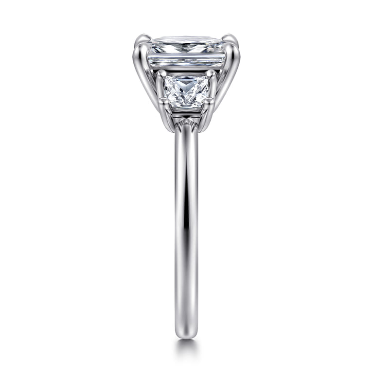 Antonia - 14K White Gold Princess Cut Three Stone Diamond Engagement Ring - 0.5 ct - Shot 4