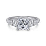 Estefani - 14K White Gold Princess Cut Diamond Engagement Ring - 0.8 ct