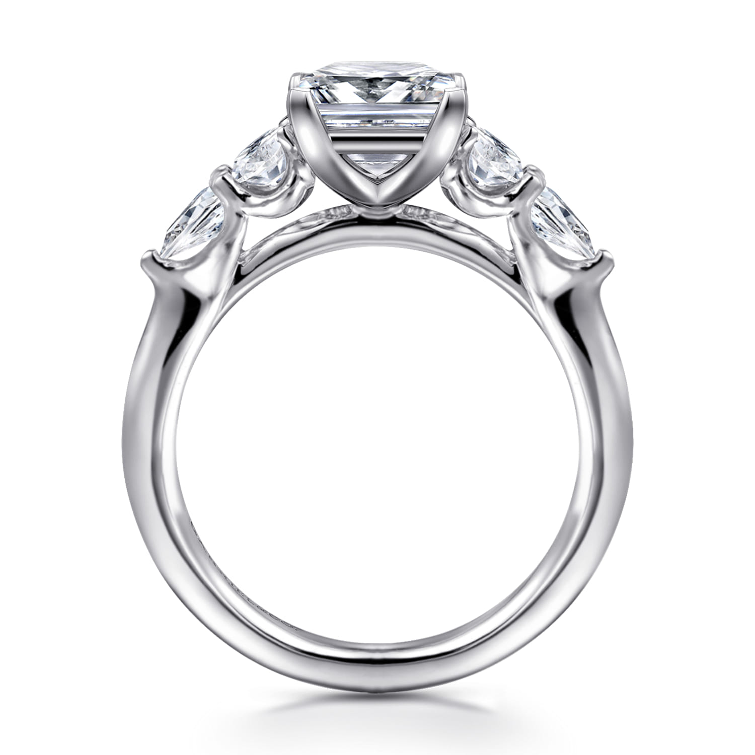 Estefani - 14K White Gold Princess Cut Diamond Engagement Ring - 0.8 ct - Shot 2